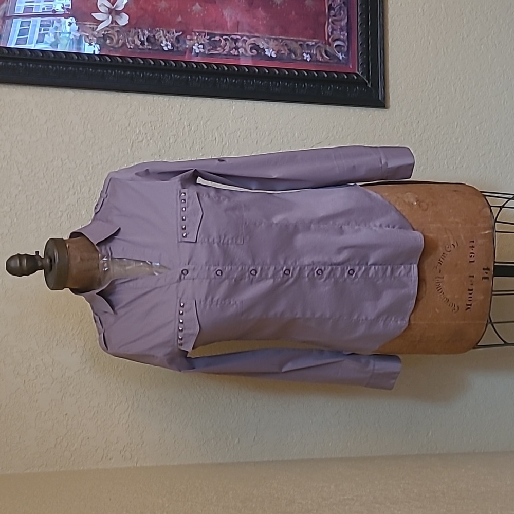 Quintessential Women’s Purple Roll Tab Sleeve Blouse Top Size S